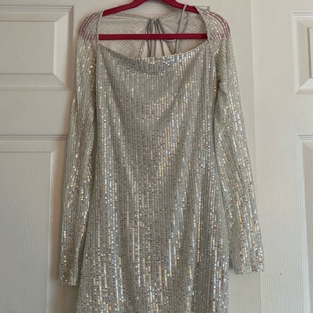 Lucy in the Sky Shimmering Silver Sequin Dress